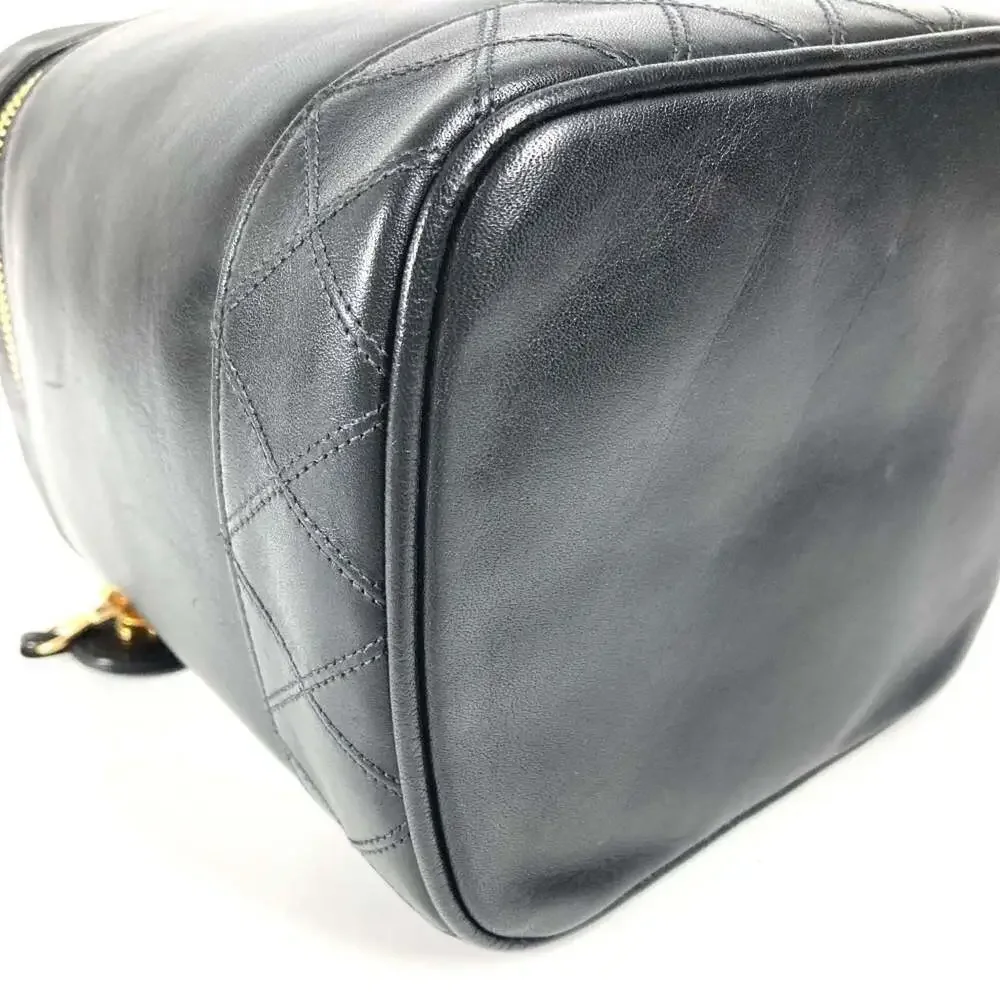 CHANEL Black Leather Logo Pouch